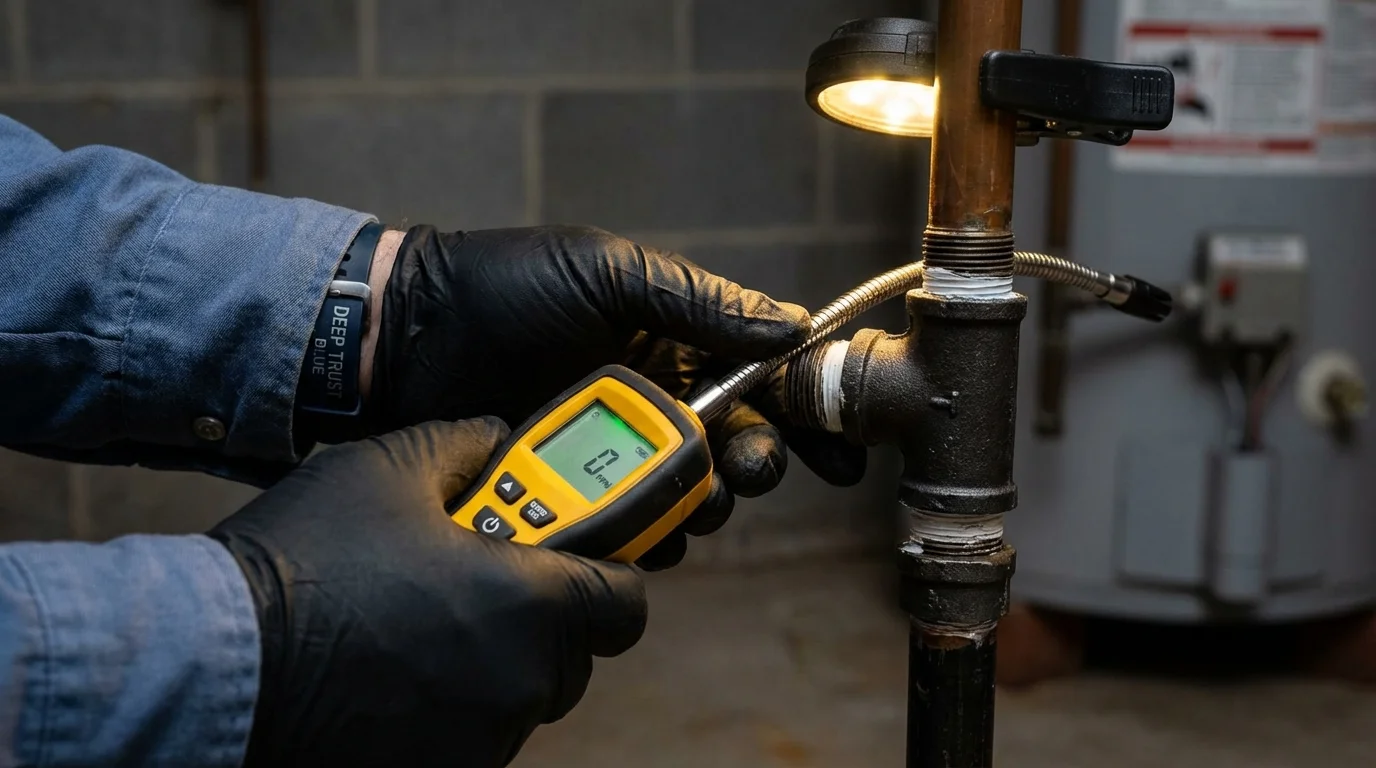 Gas leak detection with electronic sniffer by Johns Plumbing LLC in Van Buren