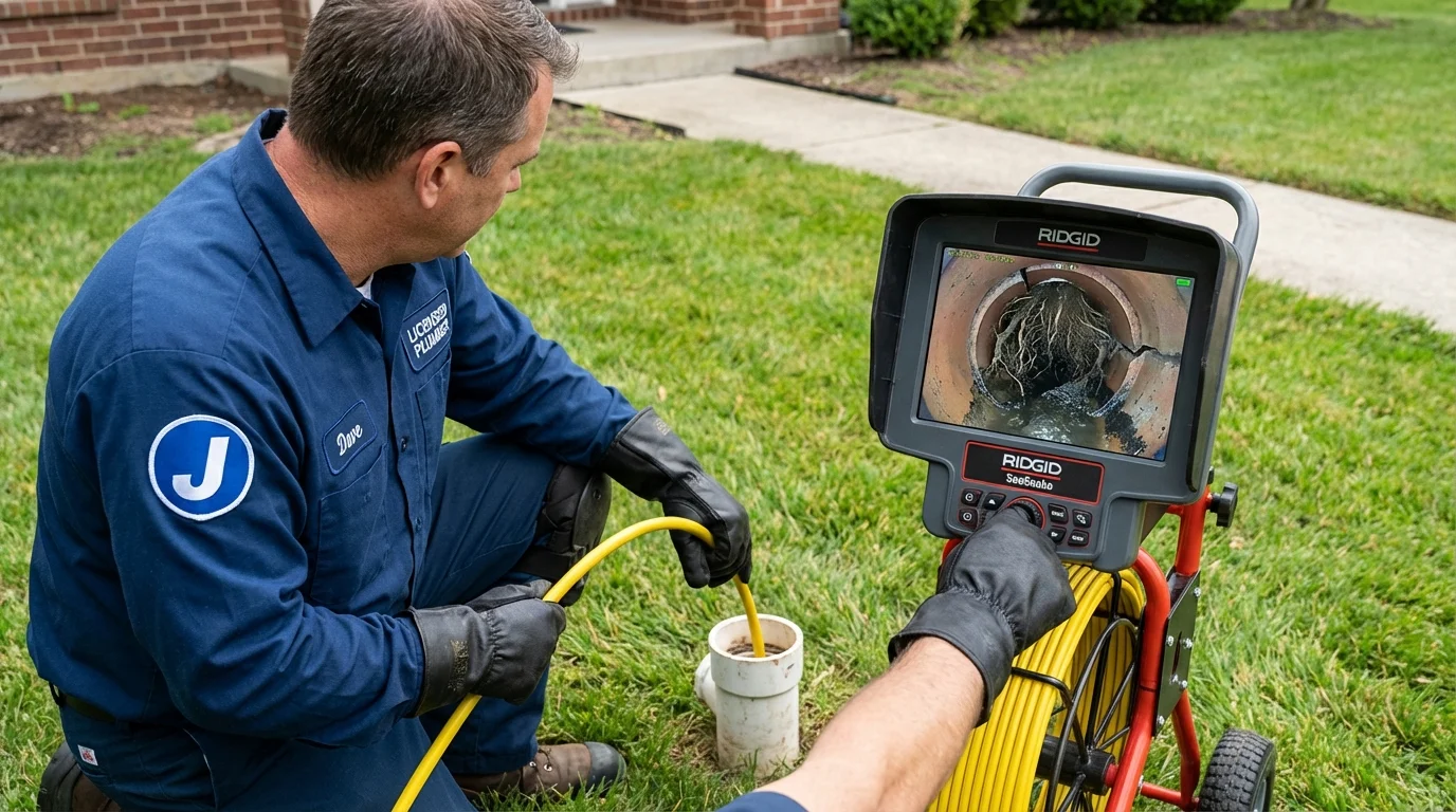 Sewer camera inspection being performed by Johns Plumbing LLC in Van Buren
